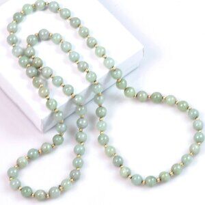 Vintage Green Aventurine gemstone bead necklace, real gemstone